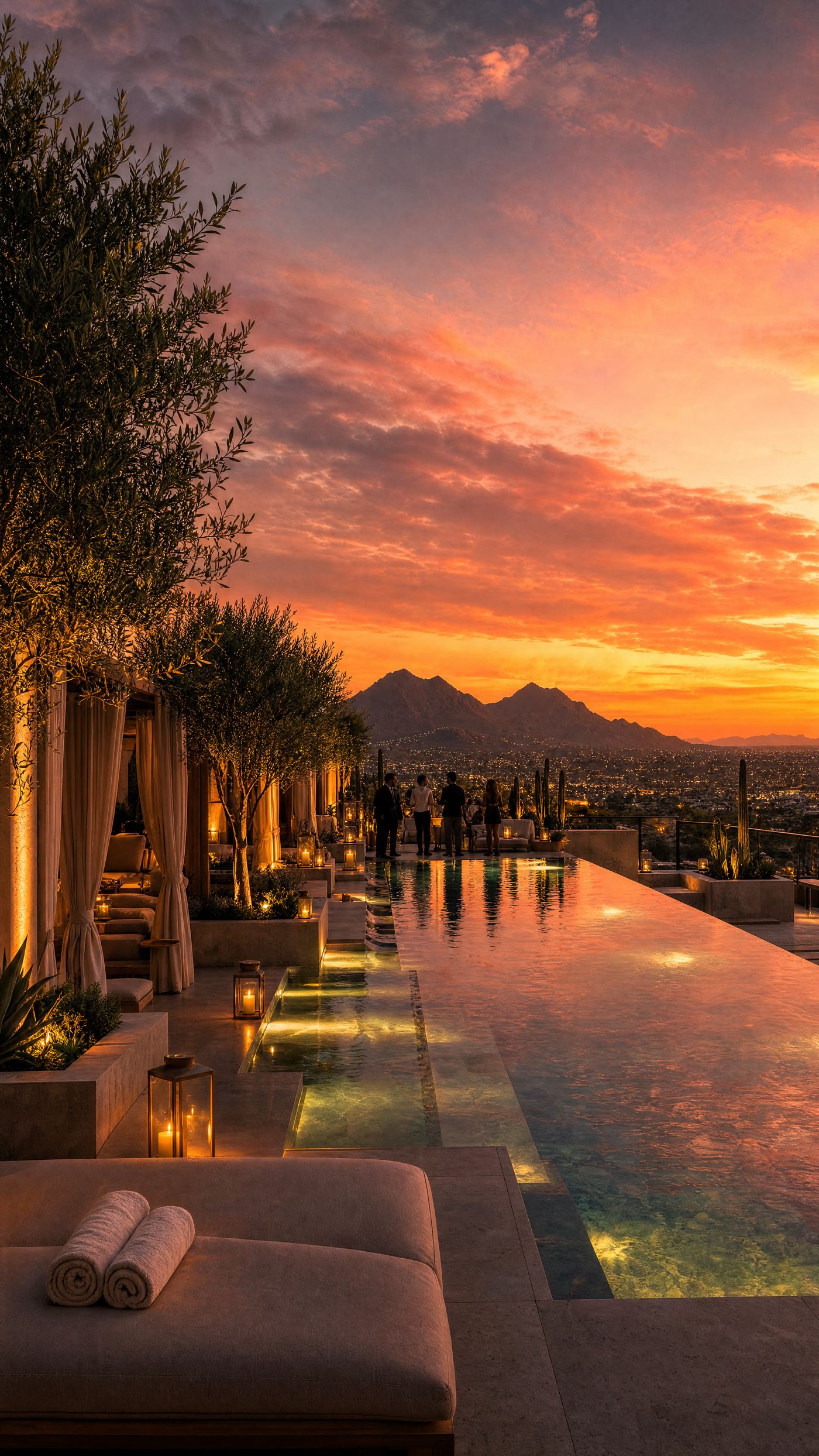 The rooftop at dusk
